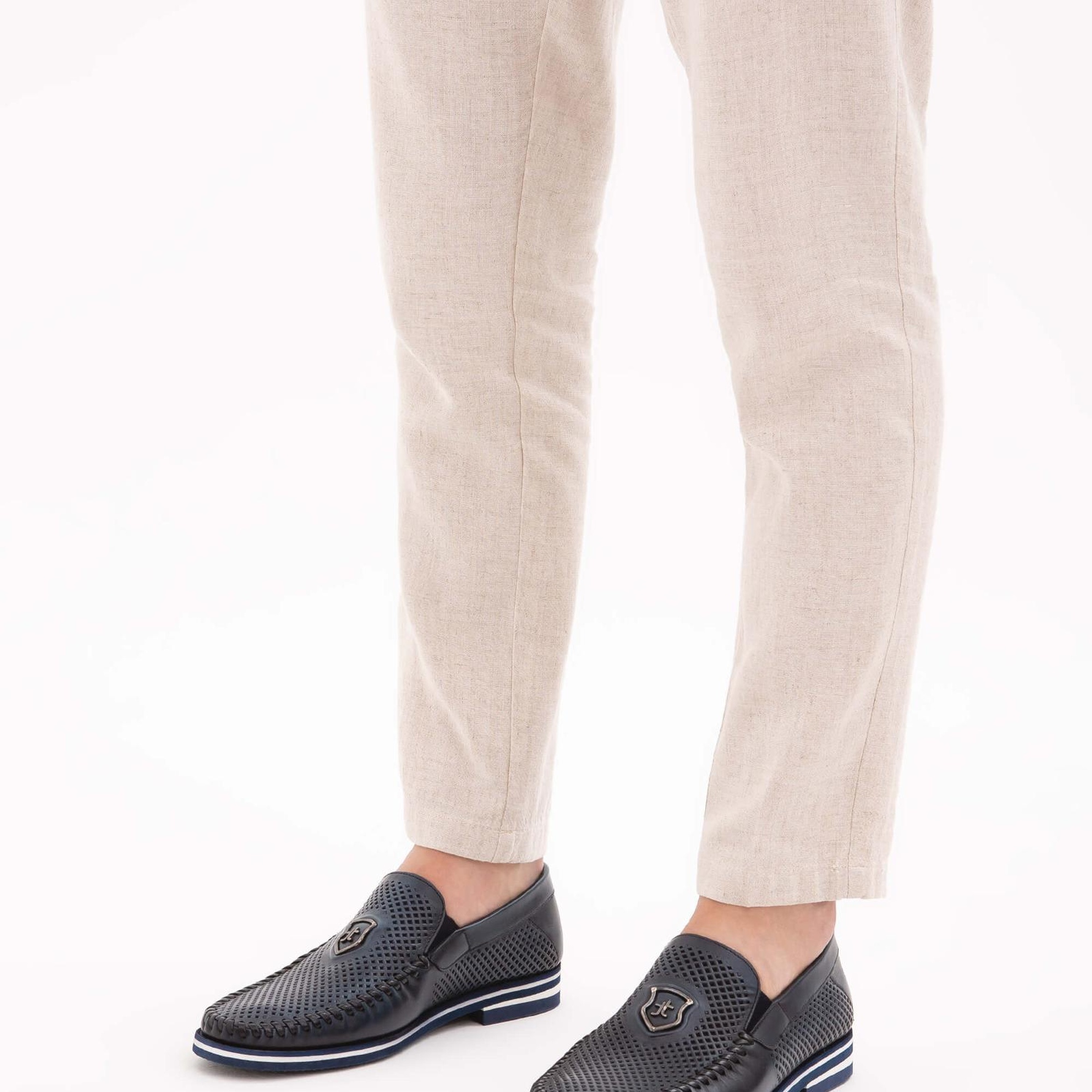 Tamer Tanca Erkek Hakiki Deri Lacivert Casual Ayakkabı