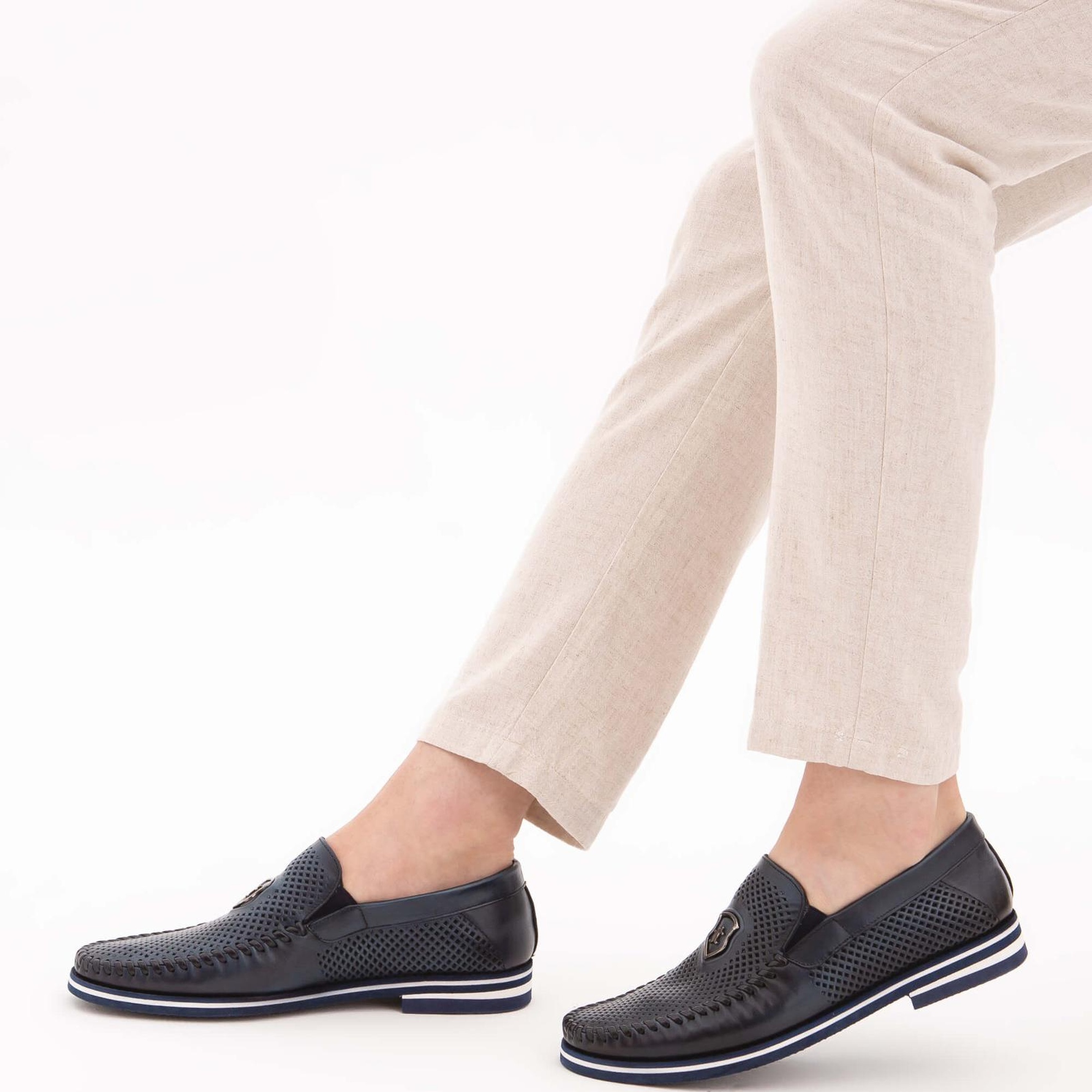 Tamer Tanca Erkek Hakiki Deri Lacivert Casual Ayakkabı