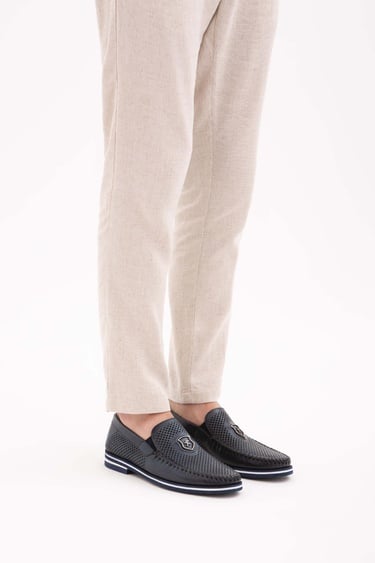  Tamer Tanca Erkek Hakiki Deri Lacivert Casual Ayakkabı