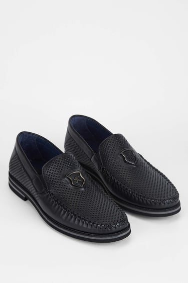  Tamer Tanca Erkek Hakiki Deri Siyah Casual Ayakkabı