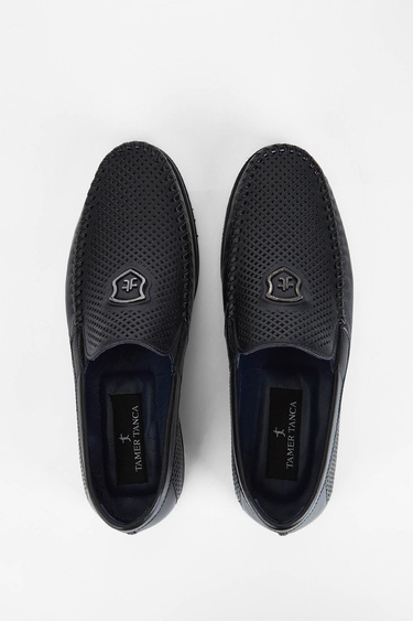  Tamer Tanca Erkek Hakiki Deri Siyah Casual Ayakkabı