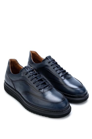  Tamer Tanca Erkek Hakiki Deri Lacivert Casual Ayakkabı