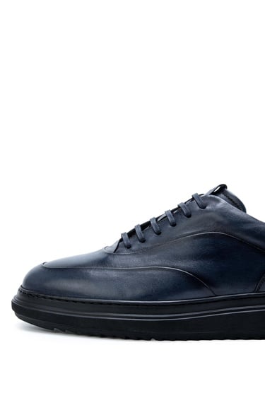  Tamer Tanca Erkek Hakiki Deri Lacivert Casual Ayakkabı