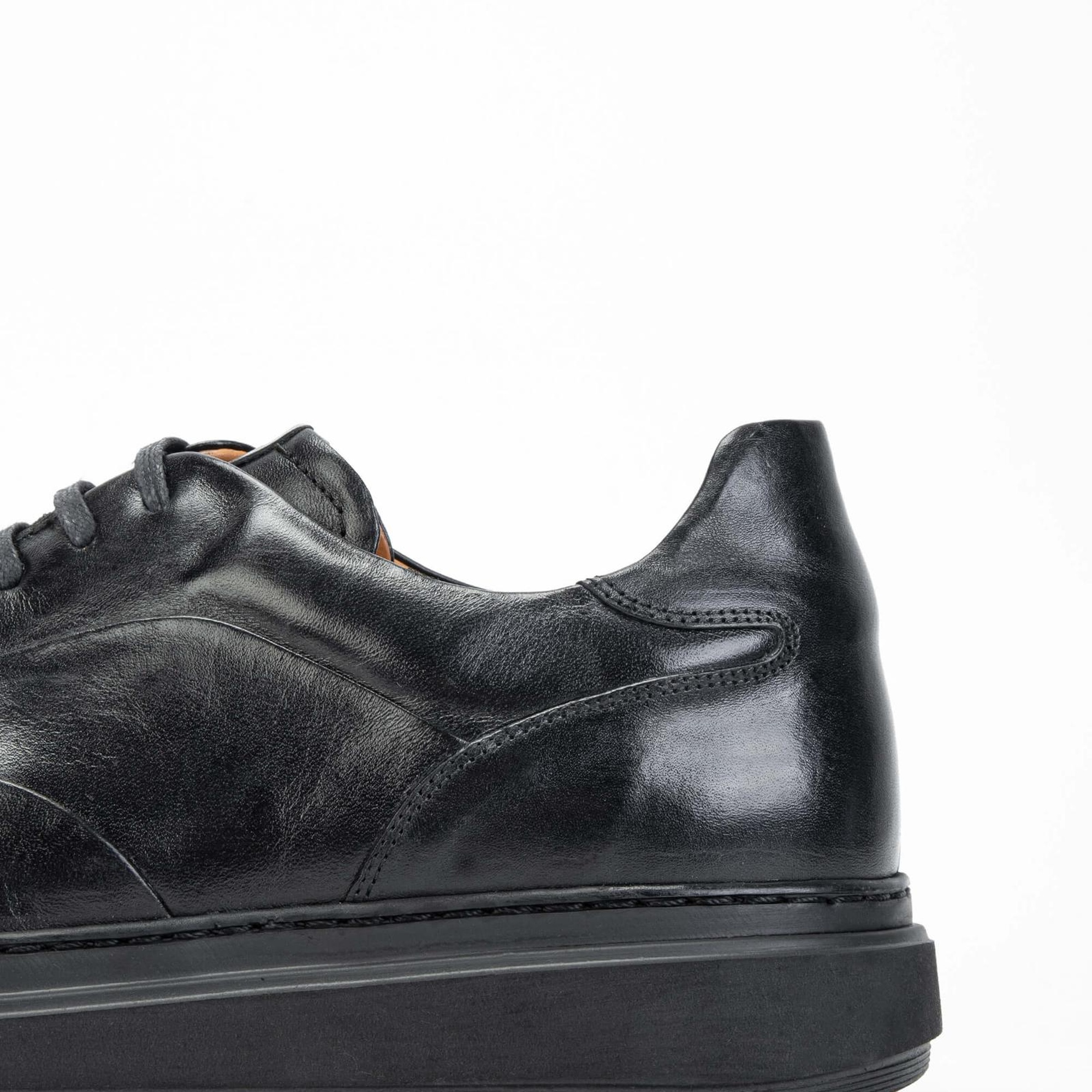 Tamer Tanca Erkek Hakiki Deri Siyah Casual Ayakkabı