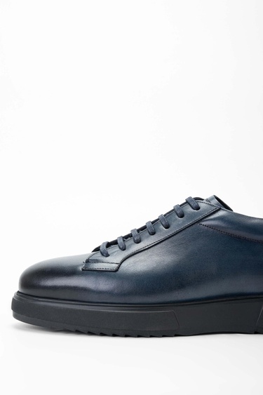  Tamer Tanca Erkek Hakiki Deri Lacivert Casual Ayakkabı
