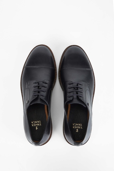  Tamer Tanca Erkek Hakiki Deri Siyah Deri Casual Ayakkabı