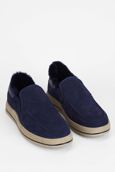  Tamer Tanca Erkek Hakiki Deri Lacivert Süet Casual Ayakkabı