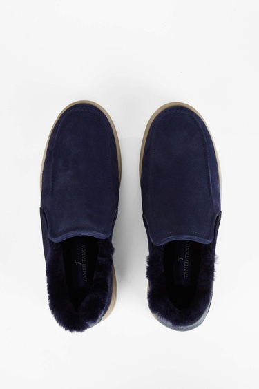  Tamer Tanca Erkek Hakiki Deri Lacivert Süet Casual Ayakkabı