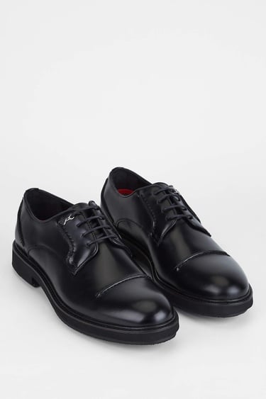  Tamer Tanca Erkek Hakiki Deri Siyah Açma Casual Ayakkabı