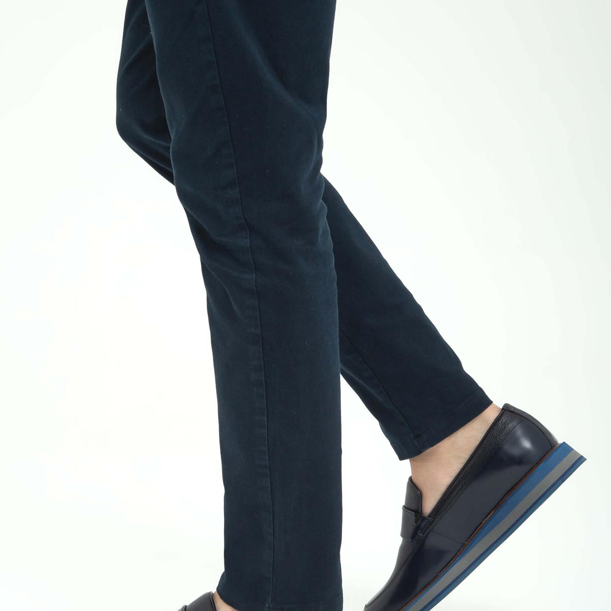 Tamer Tanca Erkek Hakiki Deri Lacivert Açma Casual Ayakkabı