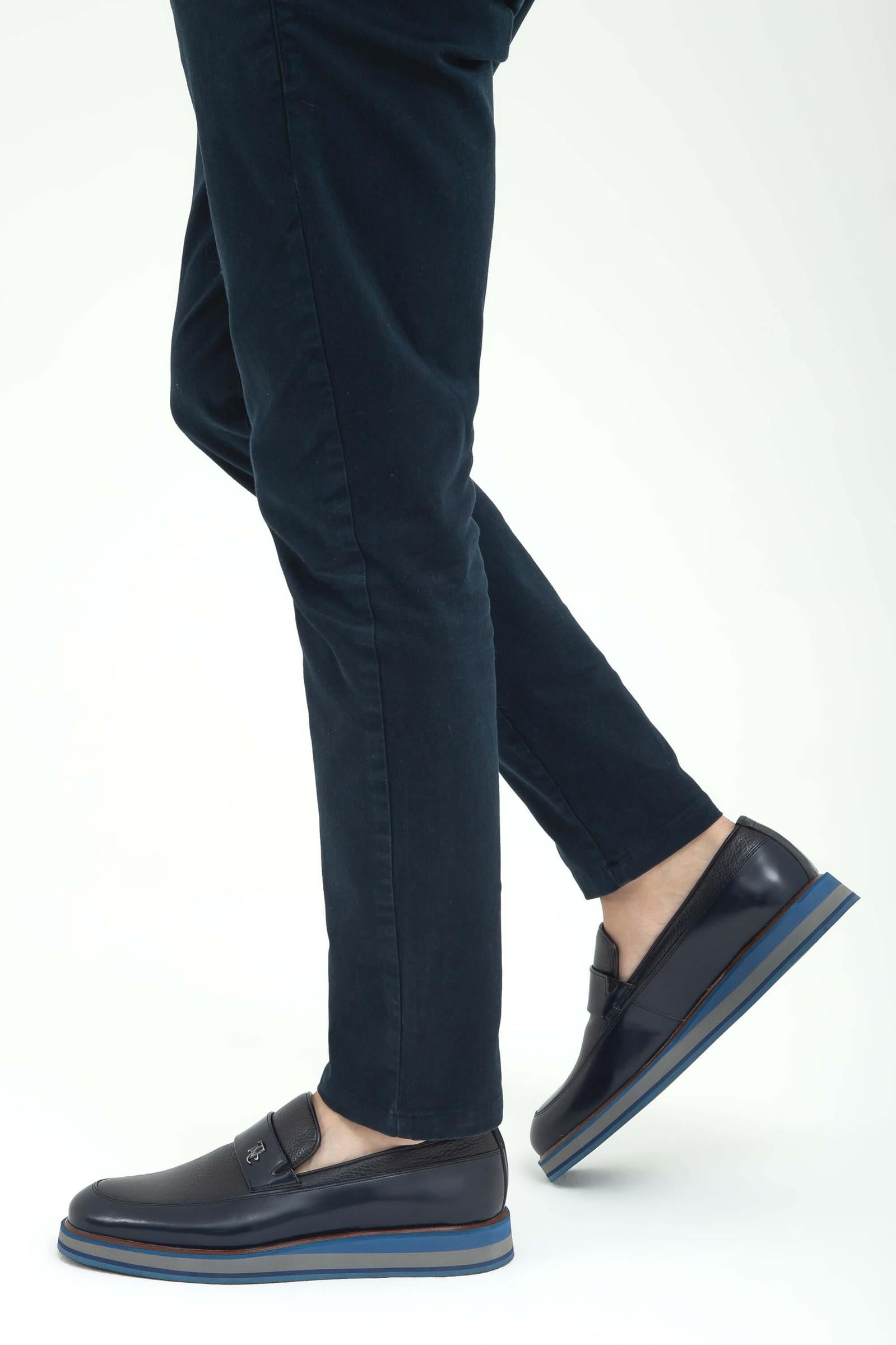  Tamer Tanca Erkek Hakiki Deri Lacivert Açma Casual Ayakkabı