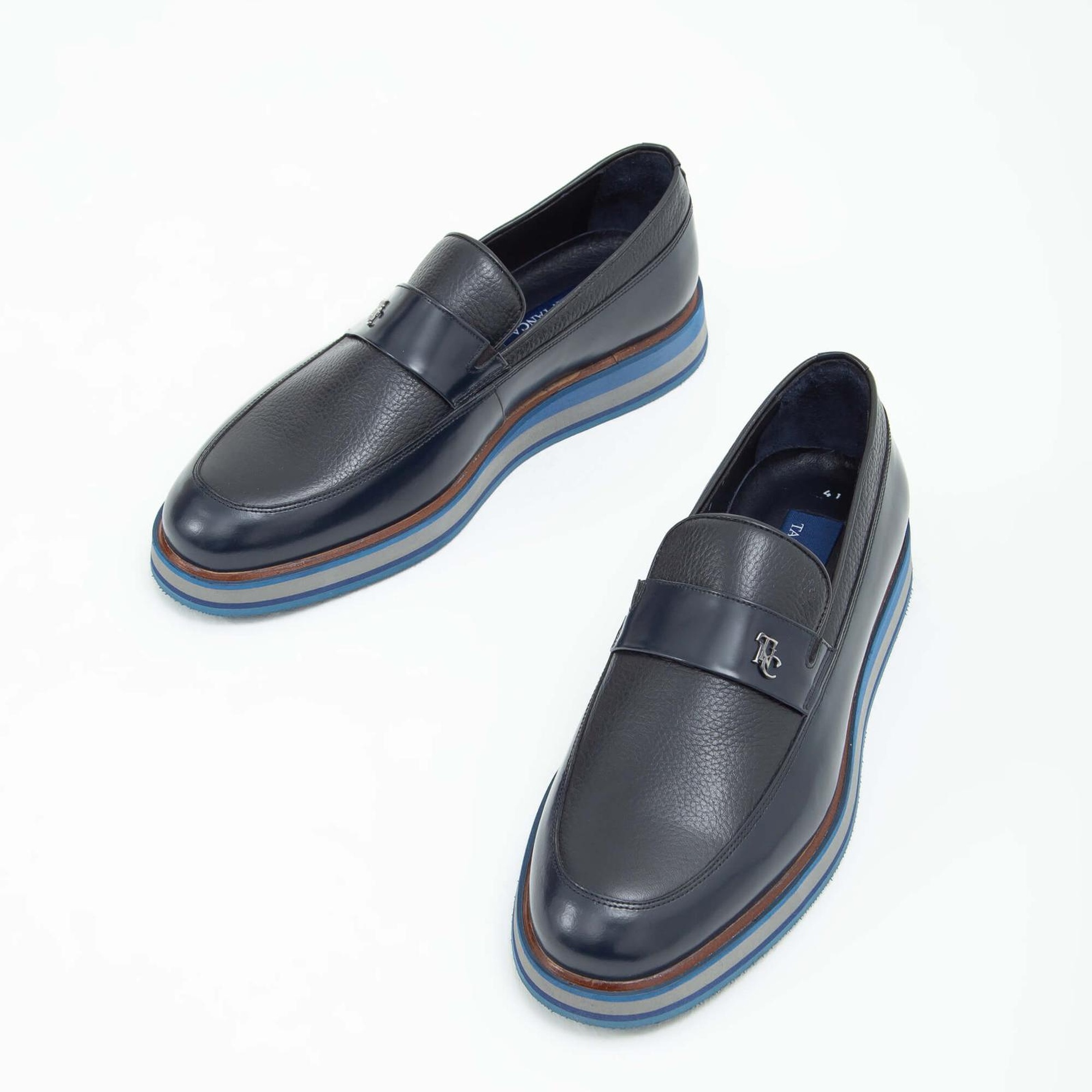 Tamer Tanca Erkek Hakiki Deri Lacivert Açma Casual Ayakkabı