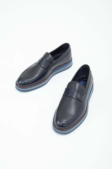  Tamer Tanca Erkek Hakiki Deri Lacivert Açma Casual Ayakkabı