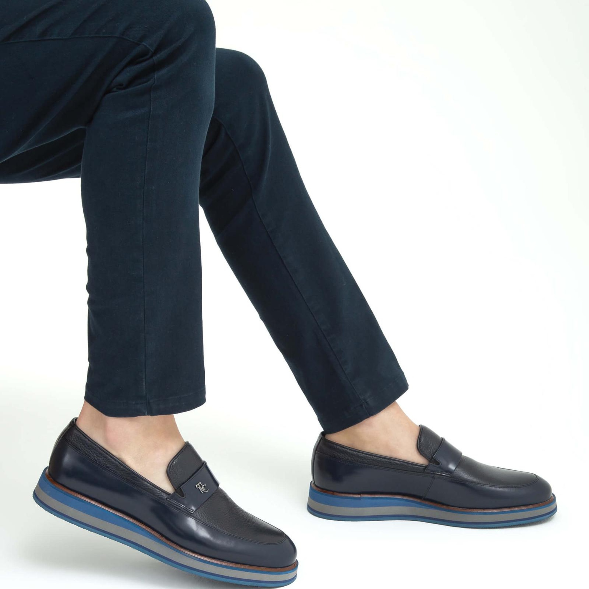 Tamer Tanca Erkek Hakiki Deri Lacivert Açma Casual Ayakkabı