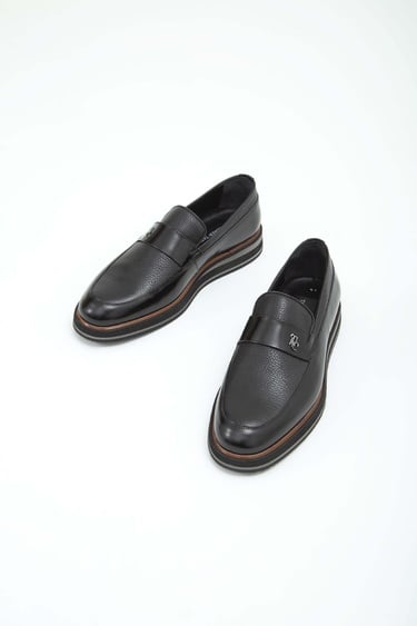  Tamer Tanca Erkek Hakiki Deri Siyah Açma Casual Ayakkabı