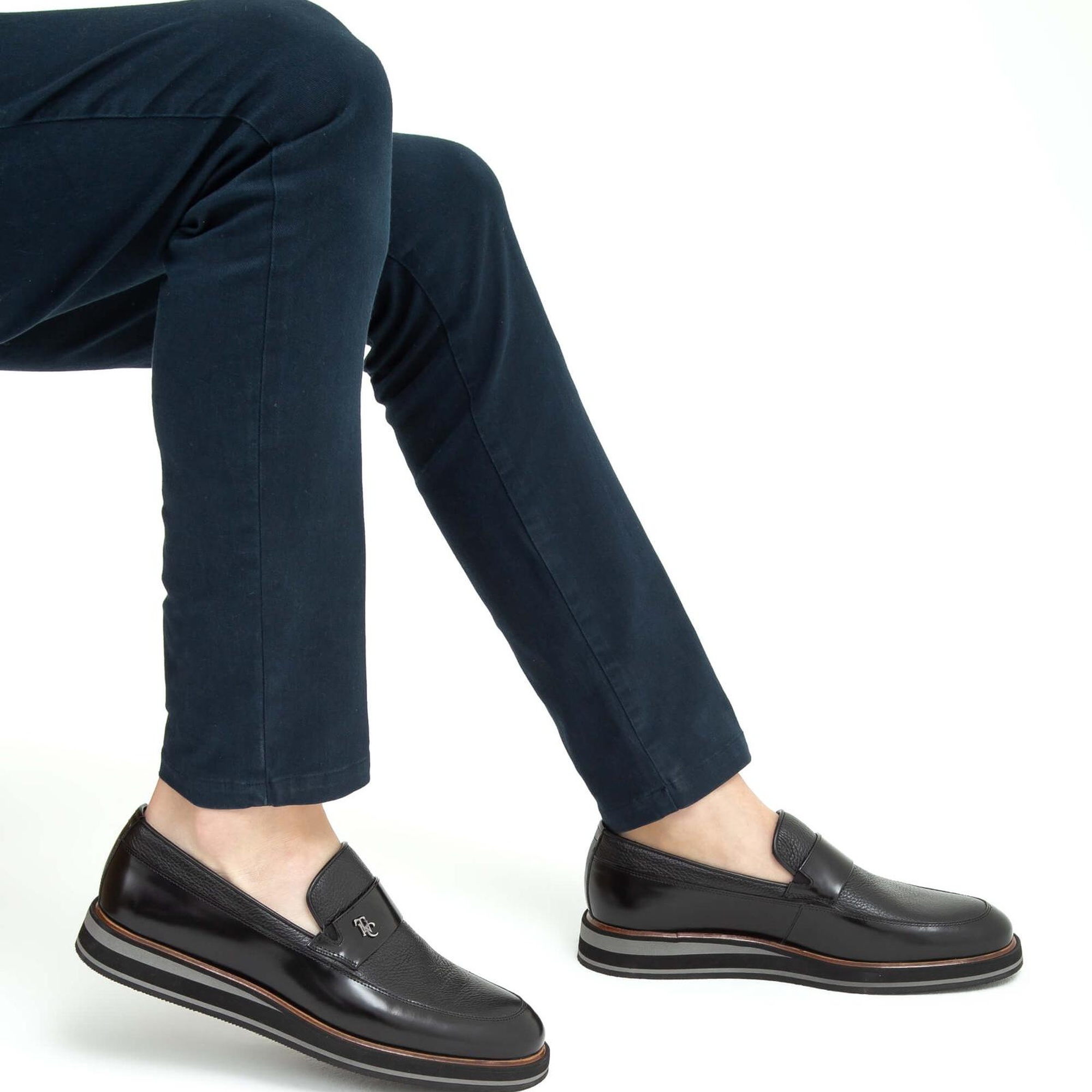 Tamer Tanca Erkek Hakiki Deri Siyah Açma Casual Ayakkabı