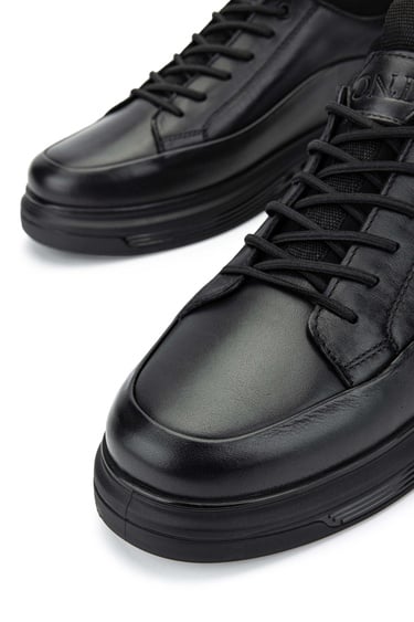  Tamer Tanca Erkek Hakiki Deri Siyah Analin Sneakers & Spor Ayakkabı