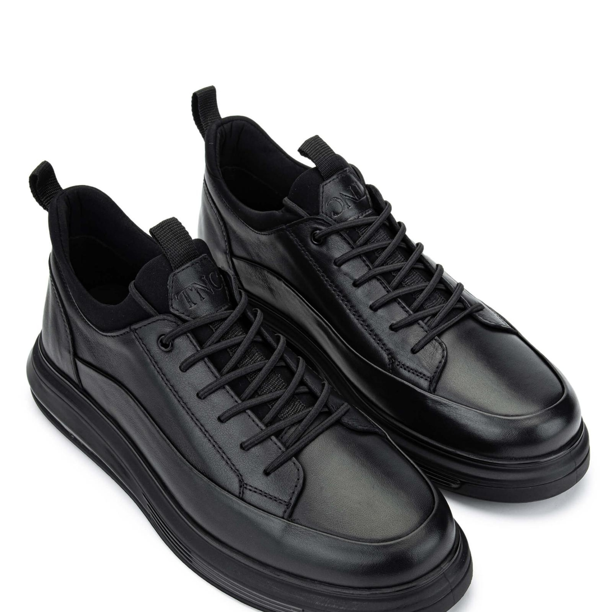 Tamer Tanca Erkek Hakiki Deri Siyah Analin Sneakers & Spor Ayakkabı