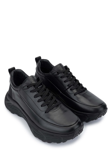  Tamer Tanca Erkek Hakiki Deri Siyah Antik Sneakers & Spor Ayakkabı