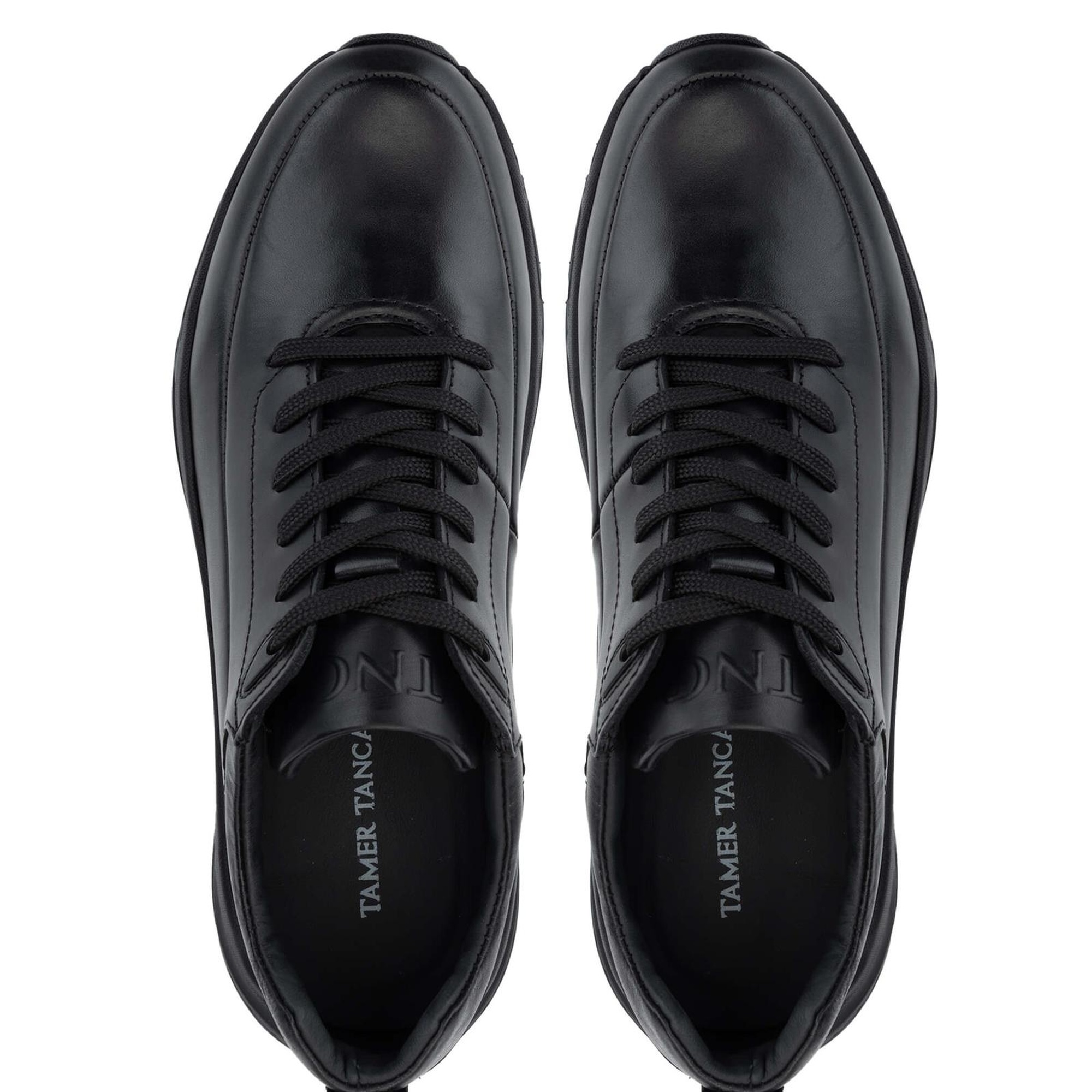 Tamer Tanca Erkek Hakiki Deri Siyah Antik Sneakers & Spor Ayakkabı