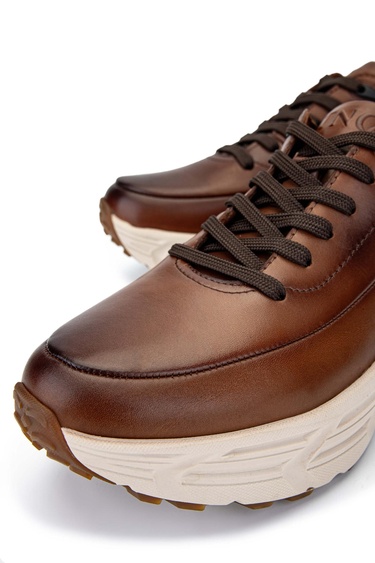  Tamer Tanca Erkek Hakiki Deri Kahverengi Sneakers & Spor Ayakkabı