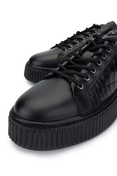  Tamer Tanca Erkek Hakiki Deri Siyah Sneakers & Spor Ayakkabı