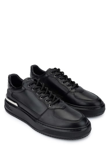  Tamer Tanca Erkek Hakiki Deri Siyah Sneakers & Spor Ayakkabı