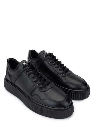  Tamer Tanca Erkek Hakiki Deri Siyah Sneakers & Spor Ayakkabı