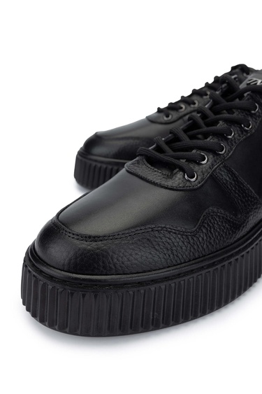  Tamer Tanca Erkek Hakiki Deri Siyah Sneakers & Spor Ayakkabı