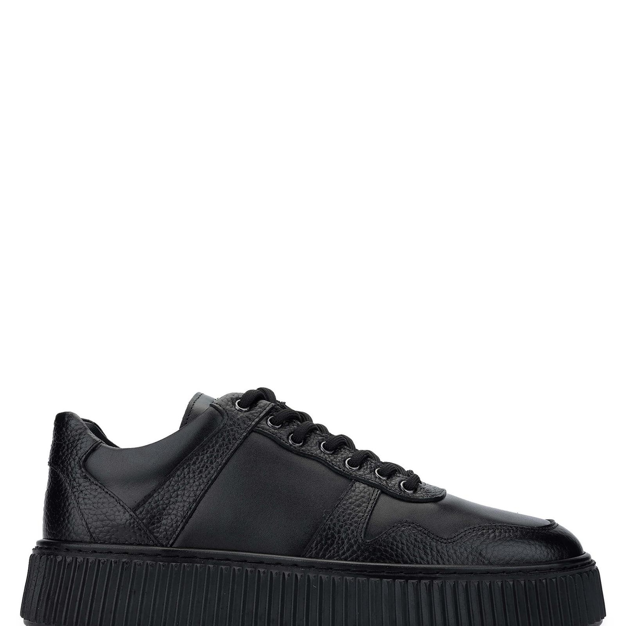 Tamer Tanca Erkek Hakiki Deri Siyah Sneakers & Spor Ayakkabı