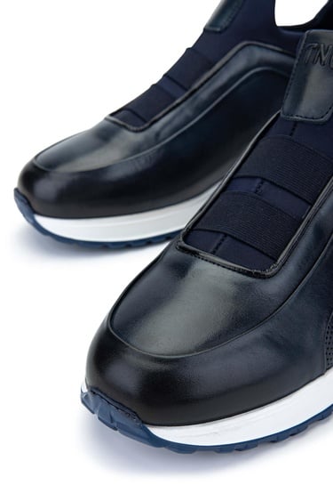  Tamer Tanca Erkek Hakiki Deri Lacivert Sneakers & Spor Ayakkabı Ayakkabı