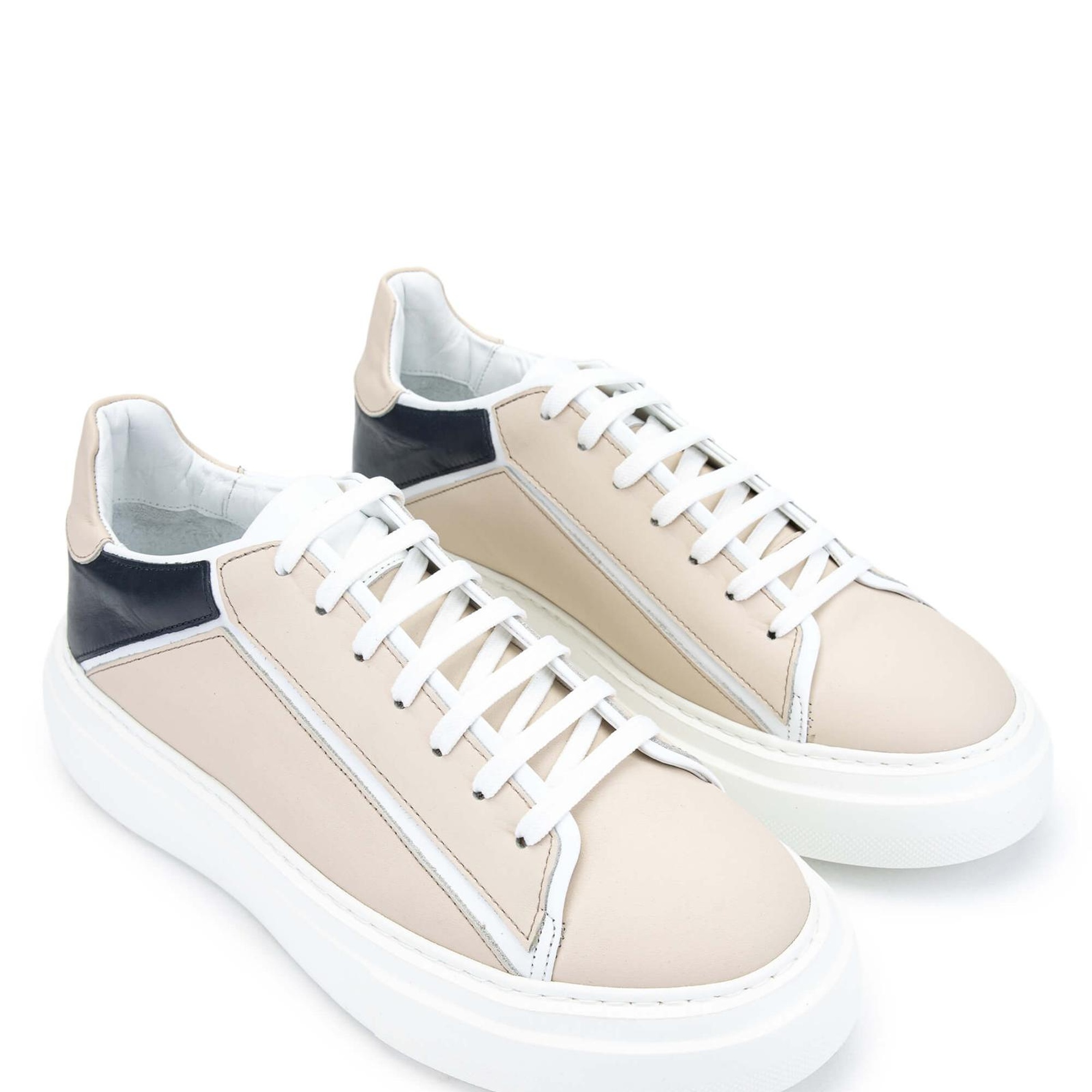 Tamer Tanca Erkek Hakiki Deri Vizon/Beyaz Sneakers & Spor Ayakkabı