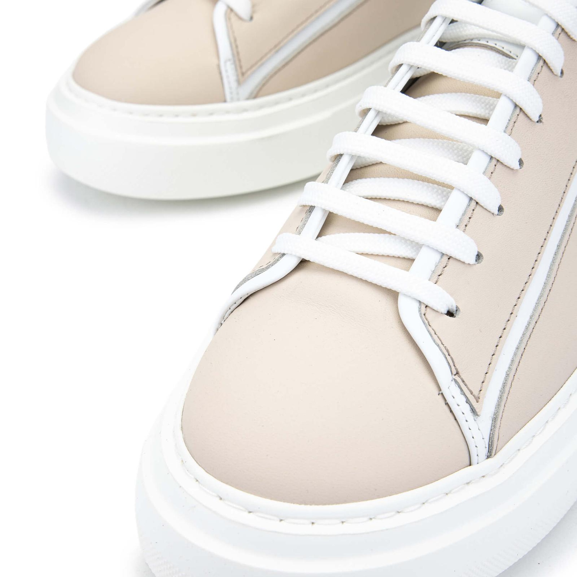 Tamer Tanca Erkek Hakiki Deri Vizon/Beyaz Sneakers & Spor Ayakkabı