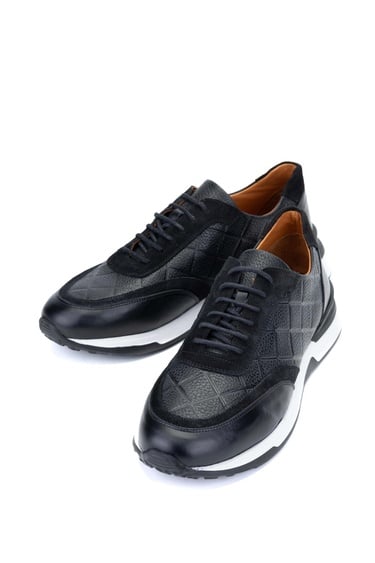  Tamer Tanca Erkek Hakiki Deri Siyah Sneakers & Spor Ayakkabı