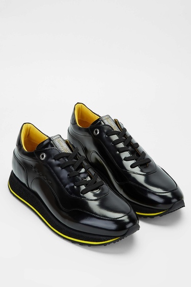  Tamer Tanca Erkek Hakiki Deri Siyah Açma Sneakers & Spor Ayakkabı