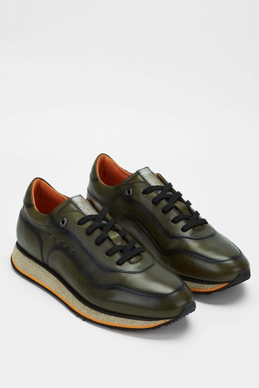  Tamer Tanca Erkek Hakiki Deri Yeşil Sneakers & Spor Ayakkabı