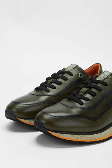  Tamer Tanca Erkek Hakiki Deri Yeşil Sneakers & Spor Ayakkabı