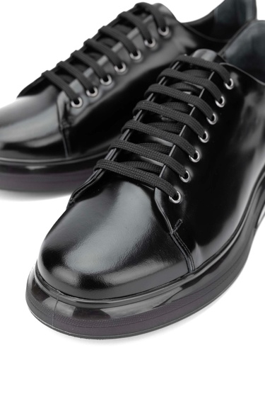  Tamer Tanca Erkek Hakiki Deri Siyah Açma Sneakers & Spor Ayakkabı