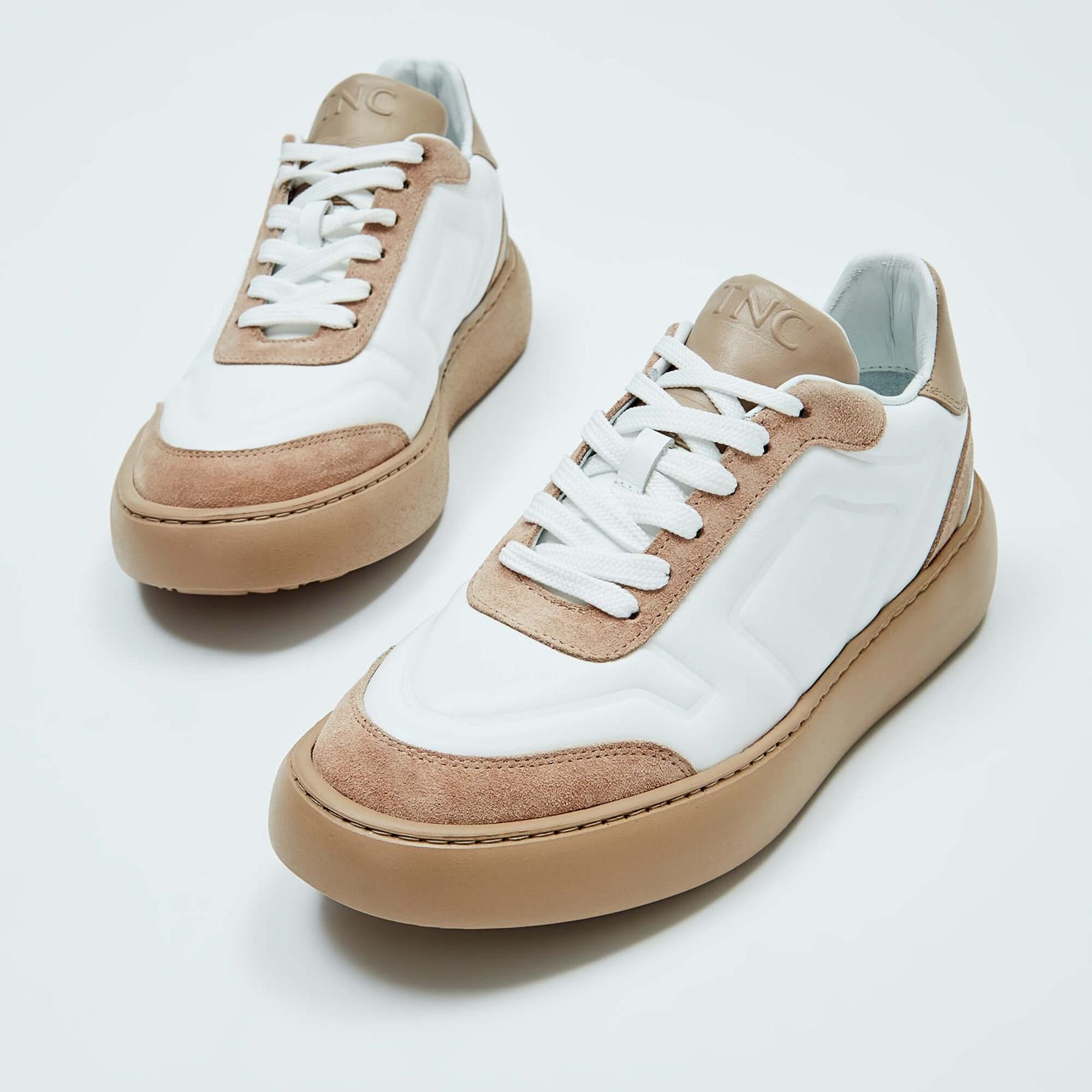 Tamer Tanca Erkek Hakiki Deri Beyaz\Vizon Sneakers & Spor Ayakkabı