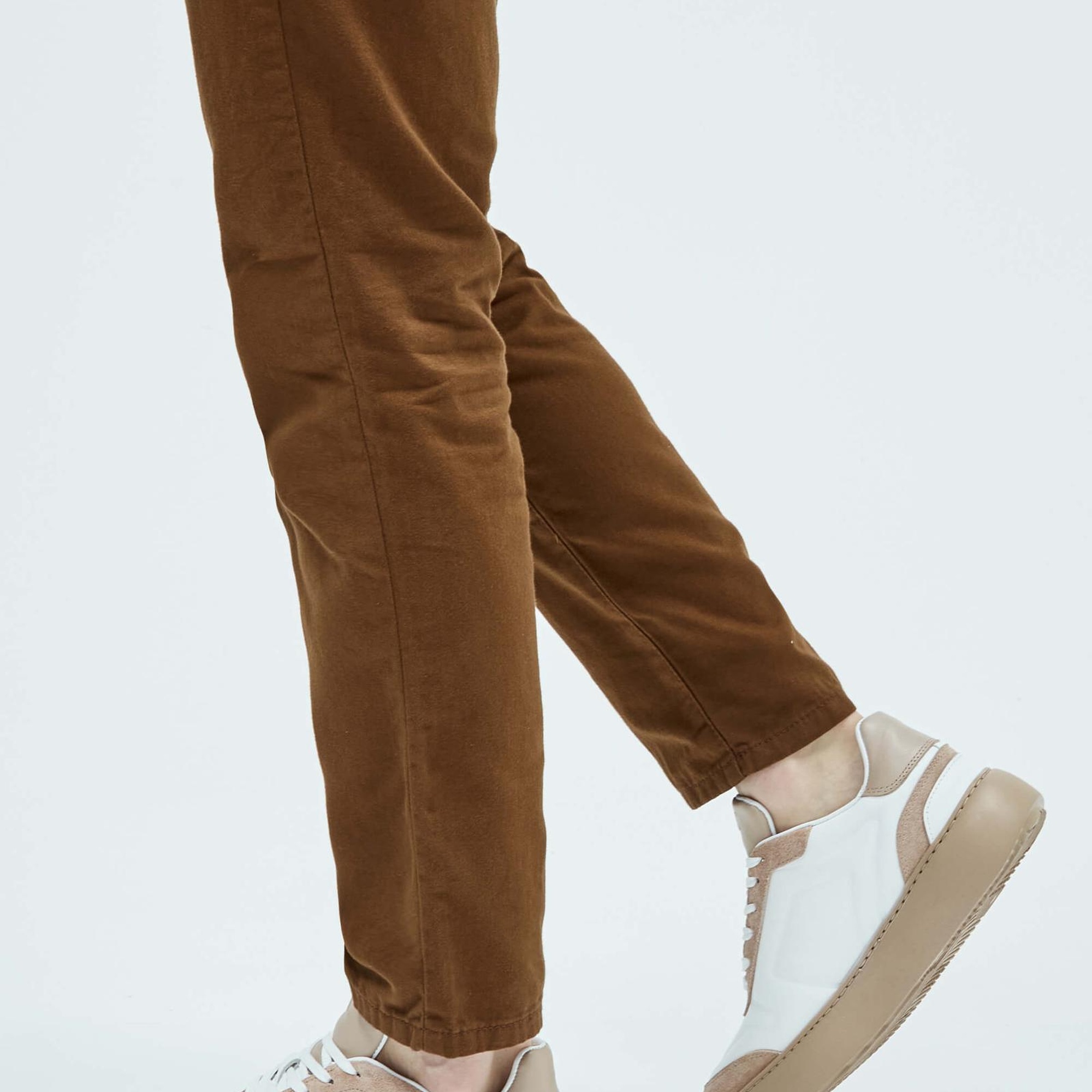 Tamer Tanca Erkek Hakiki Deri Beyaz\Vizon Sneakers & Spor Ayakkabı