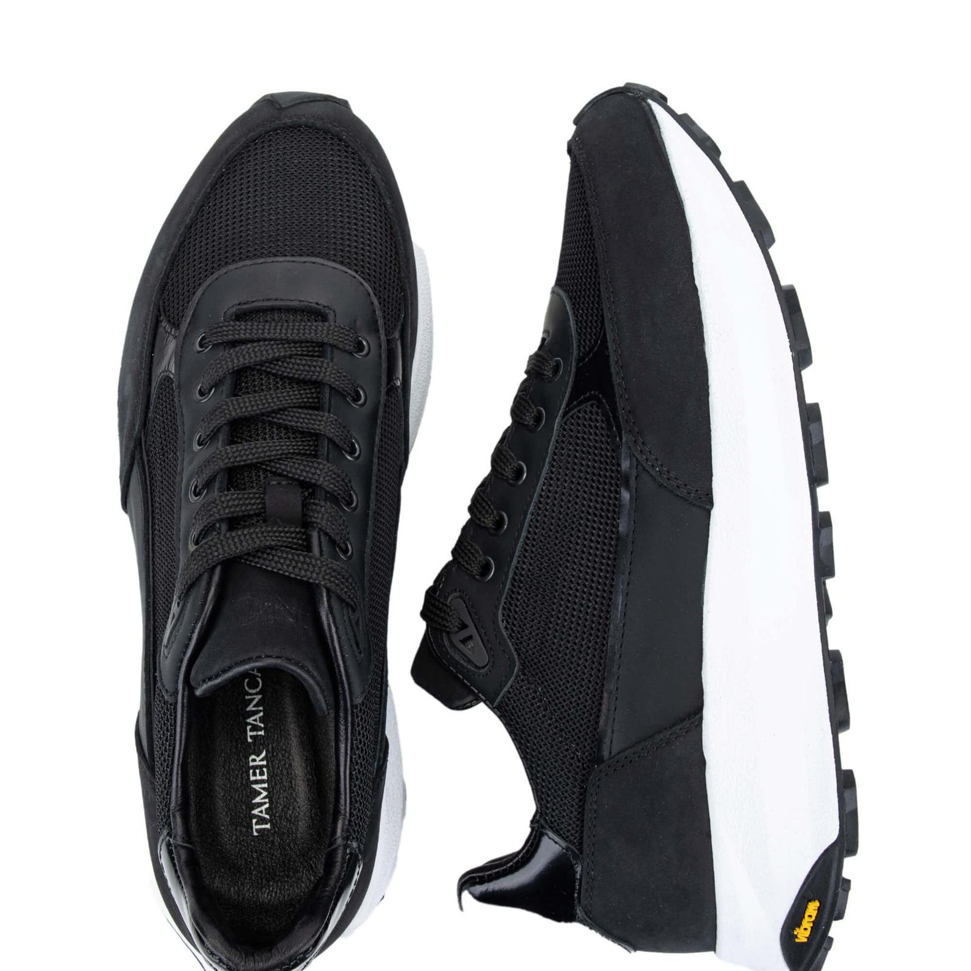 Tamer Tanca Erkek Hakiki Deri Siyah Sneakers & Spor Ayakkabı