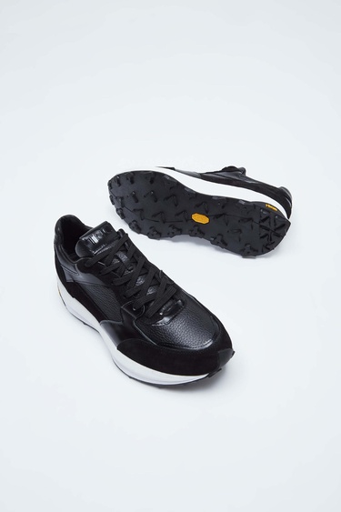  Tamer Tanca Erkek Hakiki Deri Siyah Süet Sneakers & Spor Ayakkabı