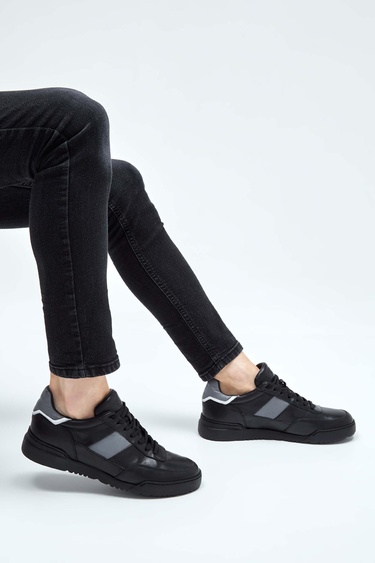  Tamer Tanca Erkek Hakiki Deri Siyah Sneakers & Spor Ayakkabı