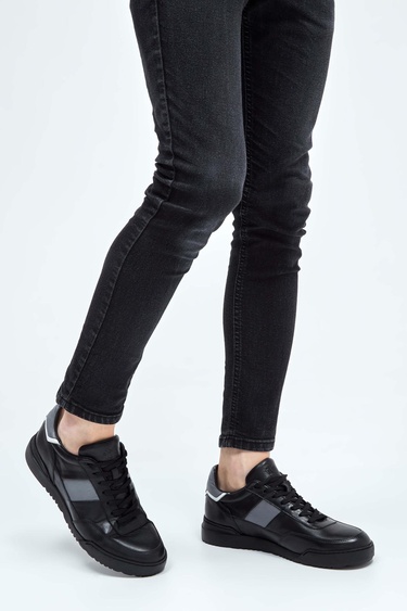  Tamer Tanca Erkek Hakiki Deri Siyah Sneakers & Spor Ayakkabı