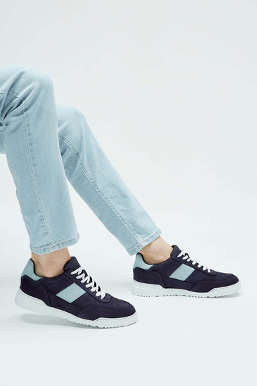  Tamer Tanca Erkek Hakiki Deri Lacivert Sneakers & Spor Ayakkabı
