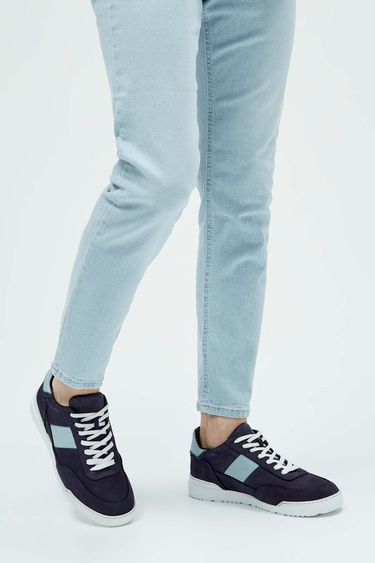  Tamer Tanca Erkek Hakiki Deri Lacivert Sneakers & Spor Ayakkabı