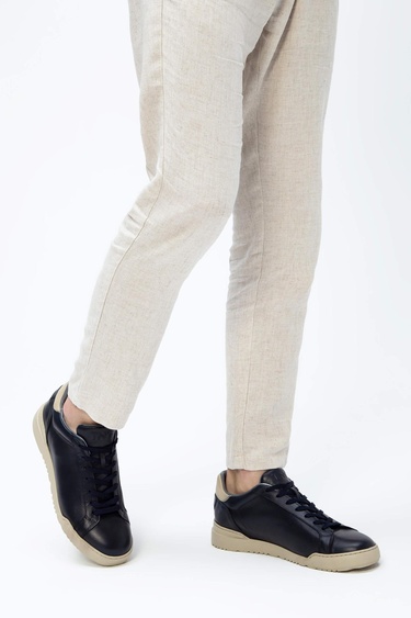  Tamer Tanca Erkek Hakiki Deri Lacivert Sneakers & Spor Ayakkabı