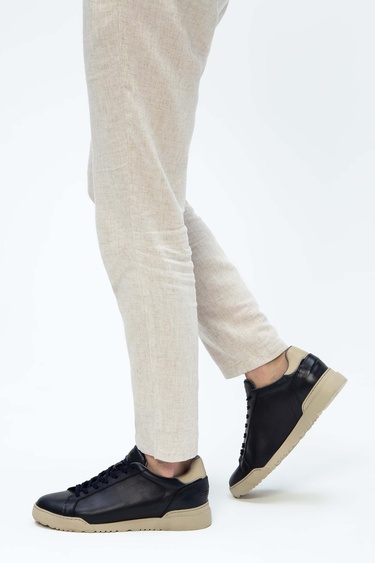  Tamer Tanca Erkek Hakiki Deri Lacivert Sneakers & Spor Ayakkabı