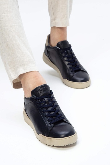  Tamer Tanca Erkek Hakiki Deri Lacivert Sneakers & Spor Ayakkabı