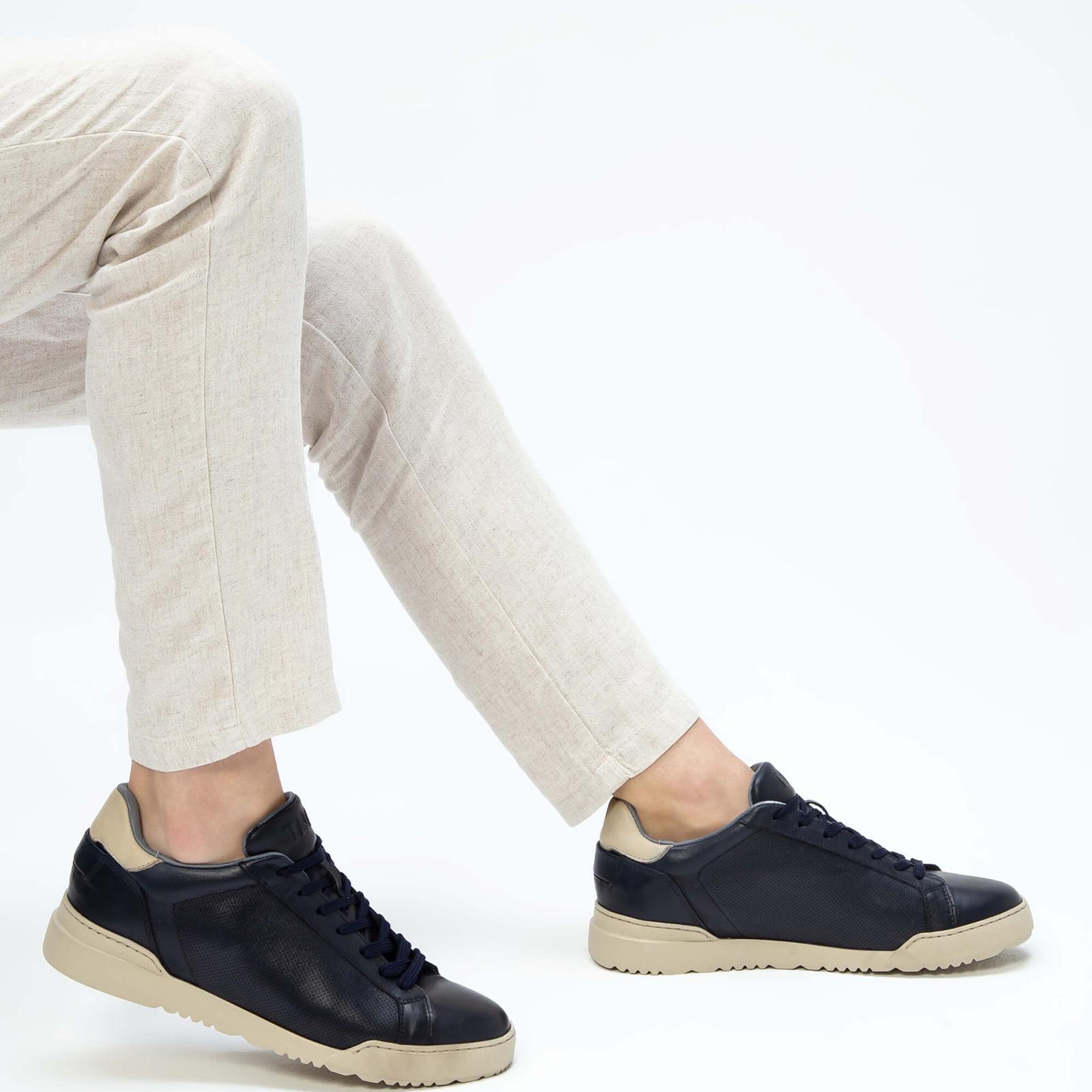 Tamer Tanca Erkek Hakiki Deri Lacivert Sneakers & Spor Ayakkabı